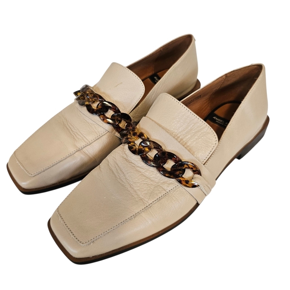 Angel Alarcon Tortoise Chain Leather Beige Quiet Luxury Loafers Square Heel